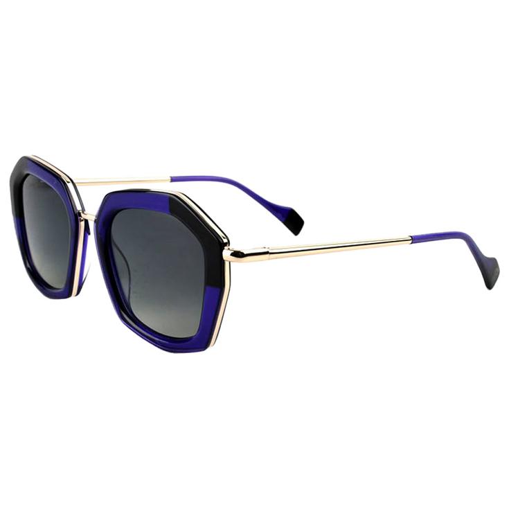 Binocle Eyewear Lunettes de soleil Rosalia Shiny Gold Purple Gradient Grey Polarized Présentation