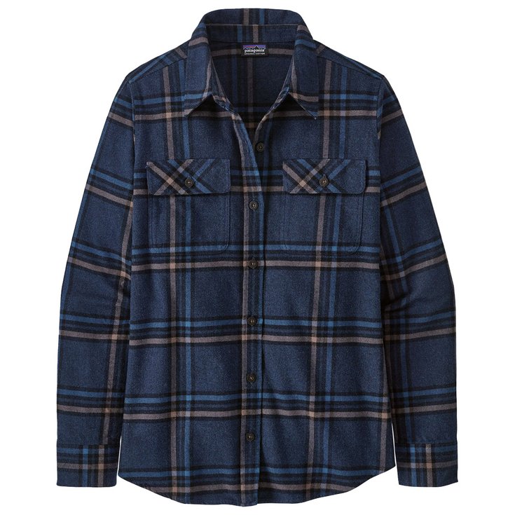 Patagonia Chemise Women's Long Sleeve Organic Cotton Flannel Tundra New Navy Présentation