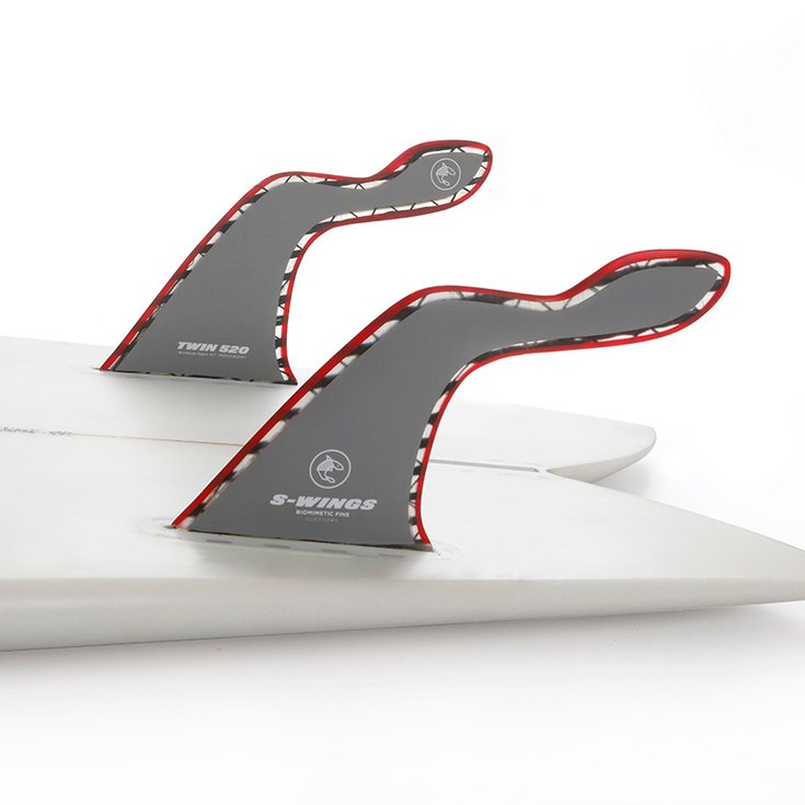 S Wings Ailerons Surf Twin 520 - Red Carbon Pro - Futures Fins Profil