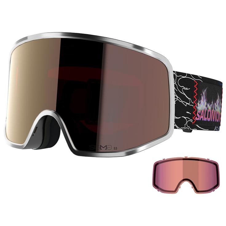 Salomon Masque de Ski Sentry Pro Silver Metal Sigma Gun Metal + Sigma Light blue Présentation