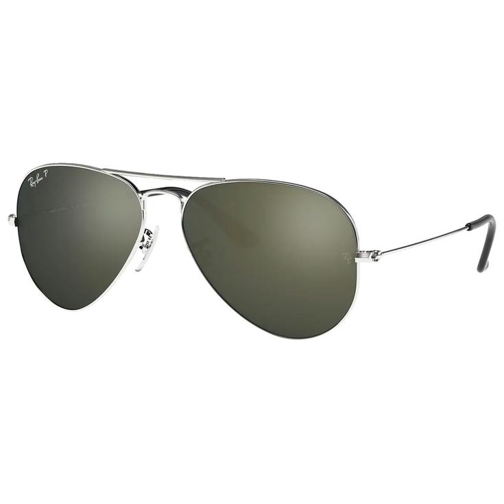 Ray Ban Lunettes de soleil RB3025 Aviator Polished Silver Grey Polarized Présentation
