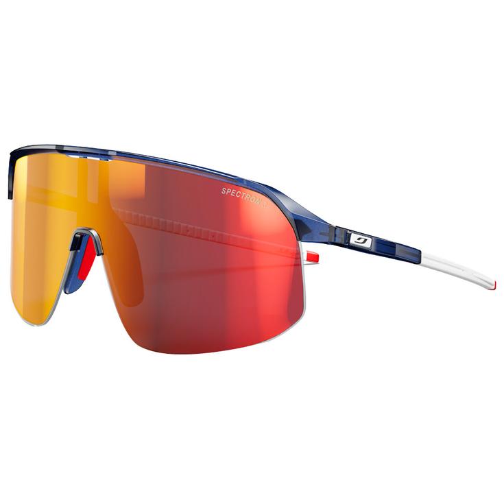 Julbo Lunettes de soleil Density Translucide Brillant Bleu Foncé Blanc Rouge Spectron 3 Présentation