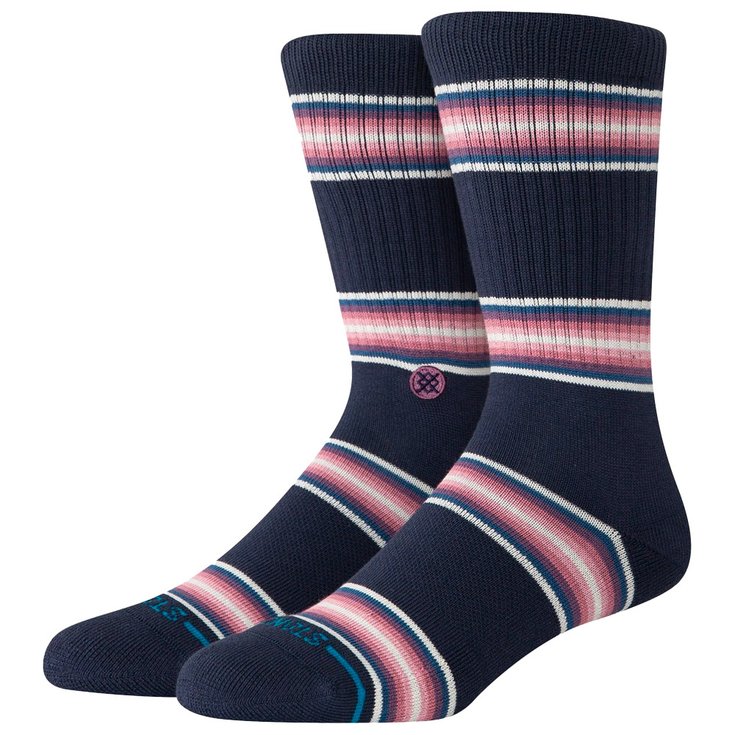 Stance Chaussettes Stripes Socks Hill Top Crew Navy Présentation