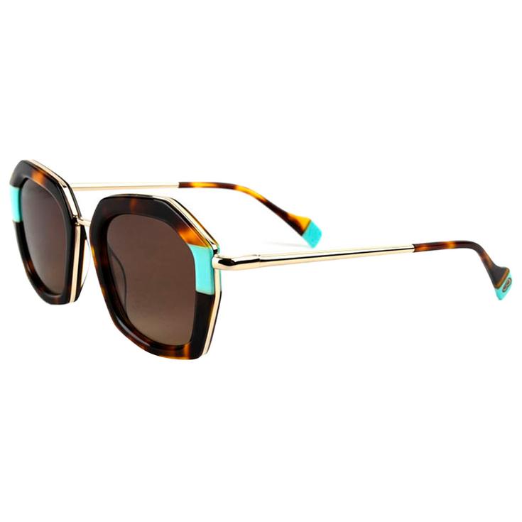 Binocle Eyewear Lunettes de soleil Rosalia Shiny Gold Pastel Blue Tortoise Gradient Brown Polarized Présentation