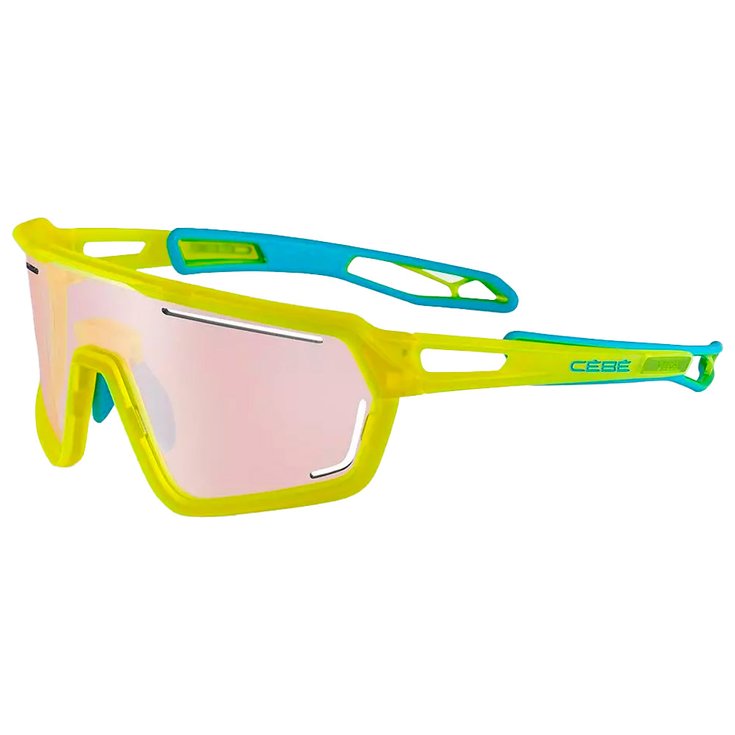 Cebe Lunettes de soleil S'Track Vision Translucent Neon Yellow Blue Zone Vario Rose Cat.1-3 Silver Présentation