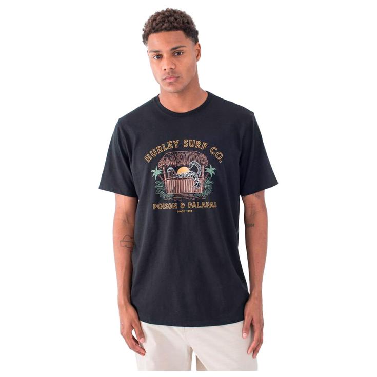 Hurley Tee-shirt Poison And Palapas Slub Short Sleeve Black Présentation