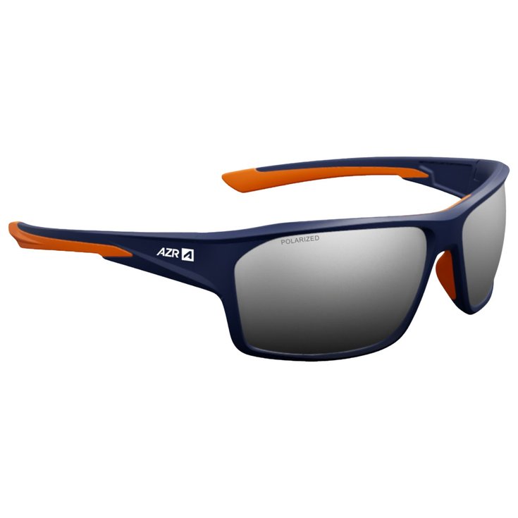 AZR Lunettes de soleil Elite Bleue Mate Orange Polarisant Gris Miroir Présentation