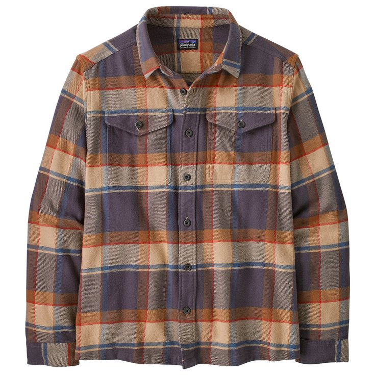 Patagonia Chemise Fjord Flannel Shirt Sunrise Ridge Forge Grey Présentation