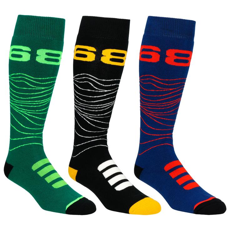 686 Chaussettes Topo Sock 3-Pack Assorted Présentation 686 Chaussettes Topo Sock 3-Pack Assorted Présentation