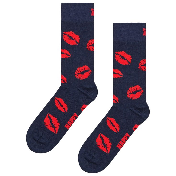 Happy Socks Chaussettes Crew Socks Kisses Navy Présentation
