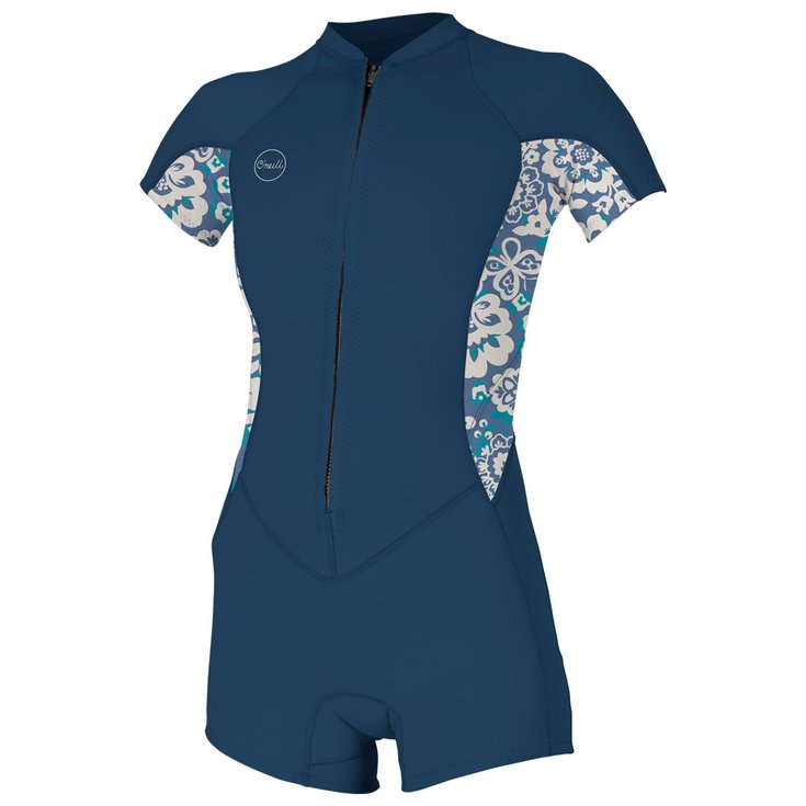 O'Neill Shorty Womens Bahia 2/1 Front Zip S/S French Navy/Christina Floral Présentation