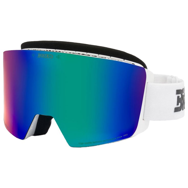 Briko Masque de Ski Titan 8 Sharp Lite White Smoke Base Green Mirror + Pink Présentation