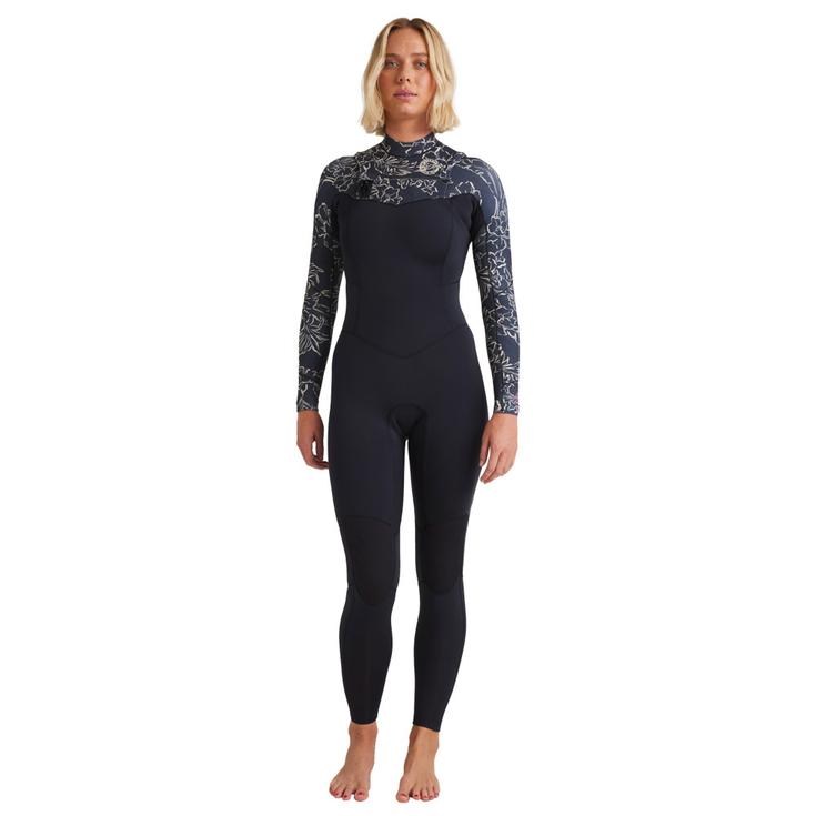 Billabong Combinaison Intégrale 3/2 Salty Dayz Natural Front Zip Black Pebble Présentation