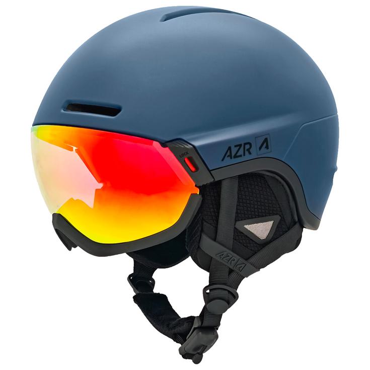 AZR Casque de ski avec visière Arvex Intégrale Bleu Nuit Noir Mat Irisé Rouge Multicouche Présentation