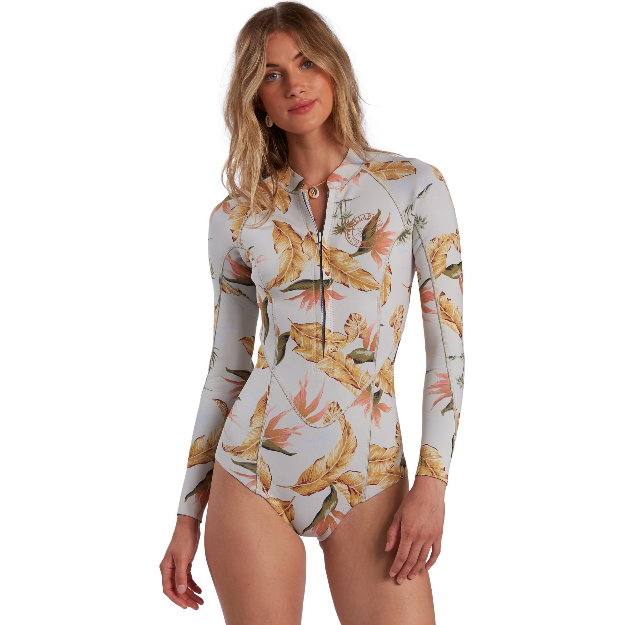 Billabong Shorty Femme Salty Dayz Springsuit Chest Zip LS - Canvas Neo Dos