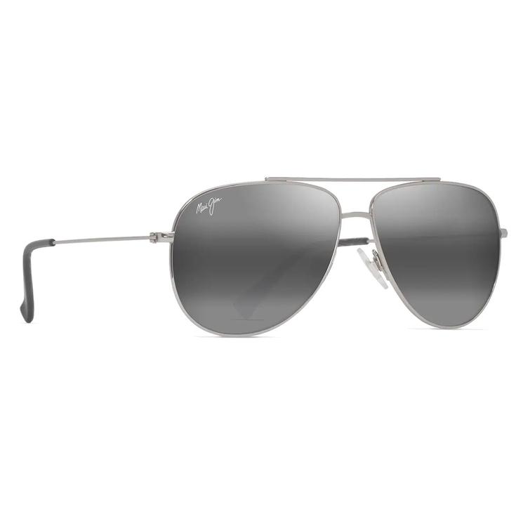 Maui Jim Lunettes de soleil Hauoli Xs Black Shiny Silver Neutral Grey MauiPure Présentation