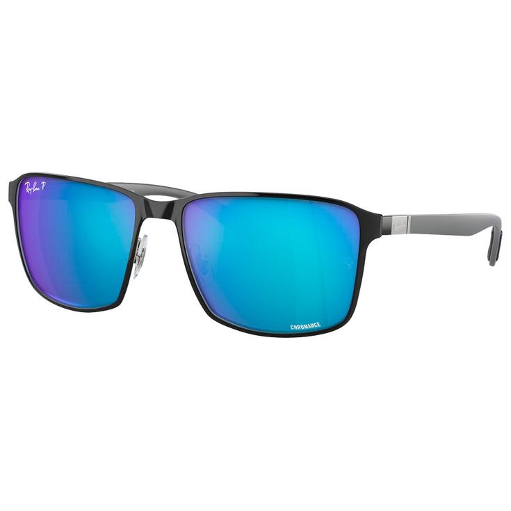 Ray Ban Lunettes de soleil RB3721 Polished Black Silver Chromance Polar Blue Présentation