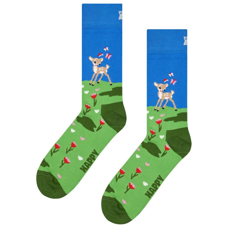 Happy Socks Chaussettes Crew Socks Deer Green Présentation