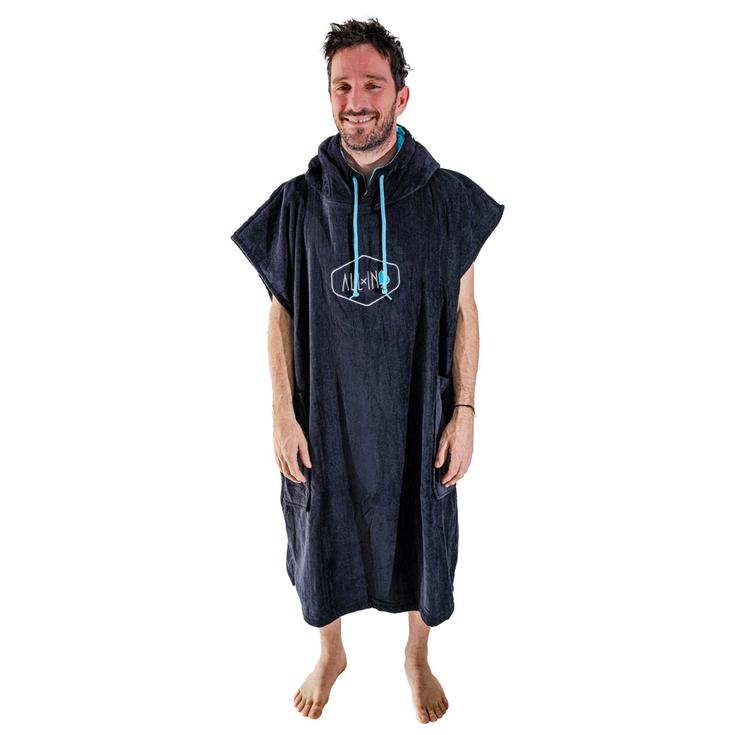 All-In Poncho Surf Classic Flash Line Ponchos Black Turquoise Présentation