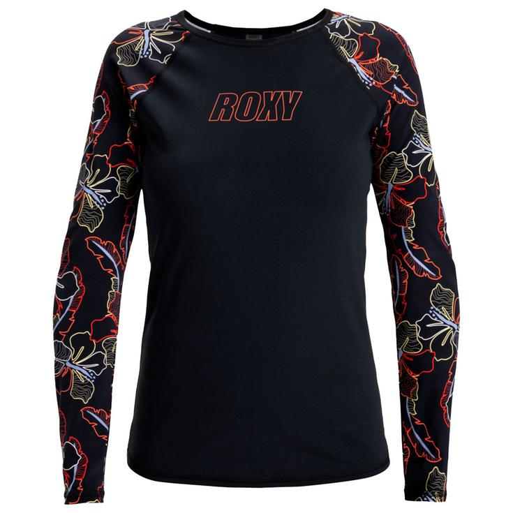 Roxy Top Manches Longues Active LS Anthracite Athletic Hibiscus Présentation