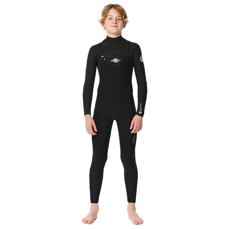 Rip Curl Combinaison Intégrale Junior Dawn Patrol 4/3 Front Zip Black Green Présentation