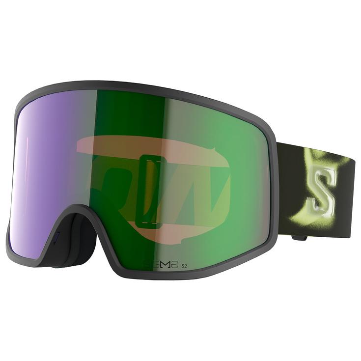 Salomon Masque de Ski Sentry Pro Black Yellow Sigma Emerald Présentation