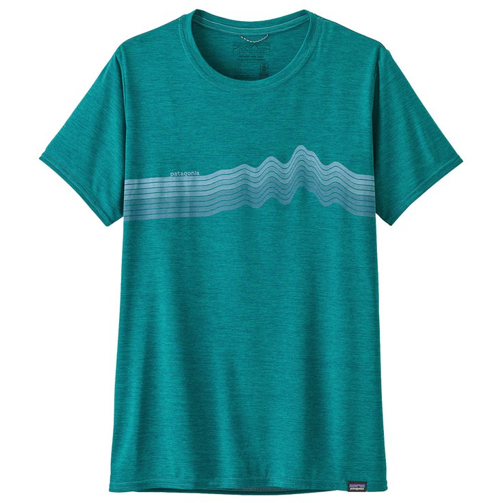 Patagonia Tee-shirt Cap Cool Daily Graphic Ridge Rise Stripe : Borealis Green X-Dye Présentation
