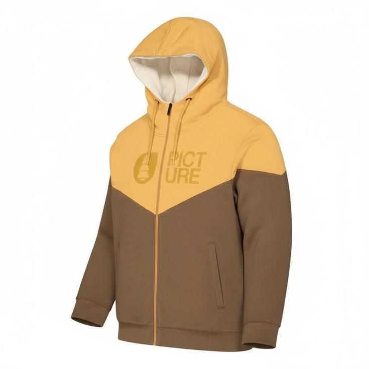 Picture Sweat Basement Plush Zip Oak Buff Bison Présentation