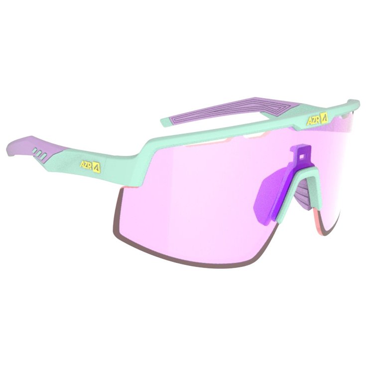 AZR Lunettes de soleil Speed Rx Turquoise Violet Mate Photochromique Irisé Rose Présentation