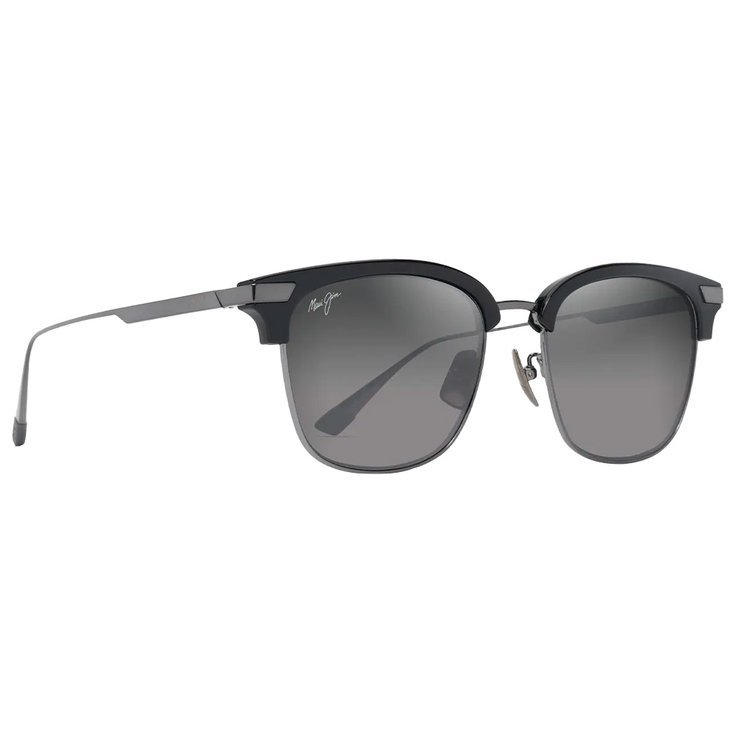 Maui Jim Lunettes de soleil Kalaunu Asian Fit Shiny Black Dark Silver Neutral Grey MauiBrilliant Présentation