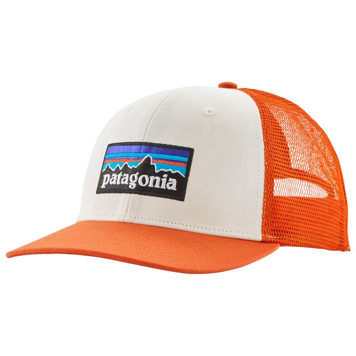 Patagonia Casquettes P-6 Logo Trucker Hat White Redtail Rust Présentation