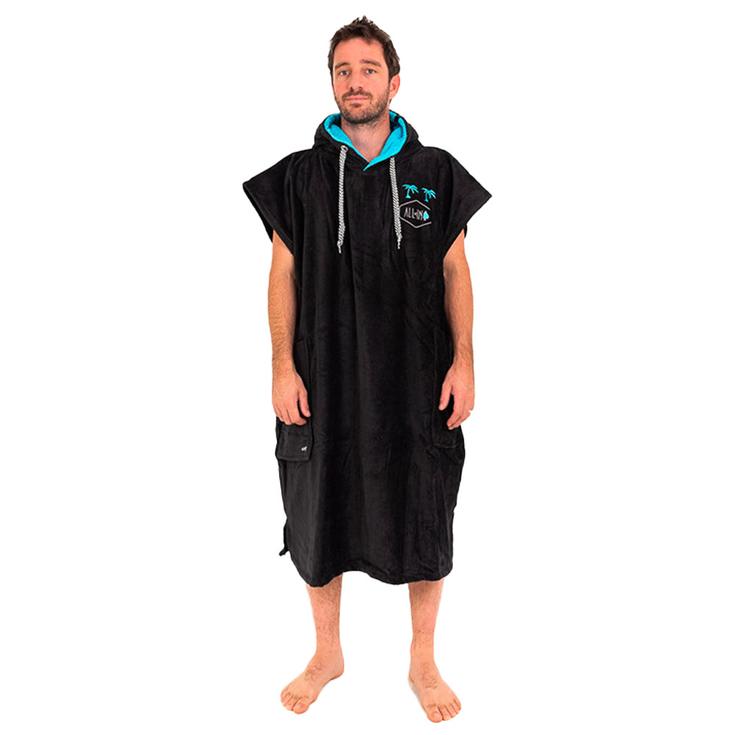 All-In Poncho Surf Classic Flash Line Ponchos Black Turquoise Présentation