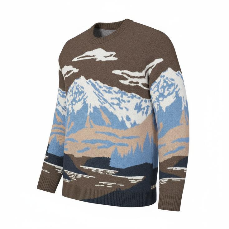 Picture Pull Gibow Knit Sweater Cloudy Landscape Men Présentation