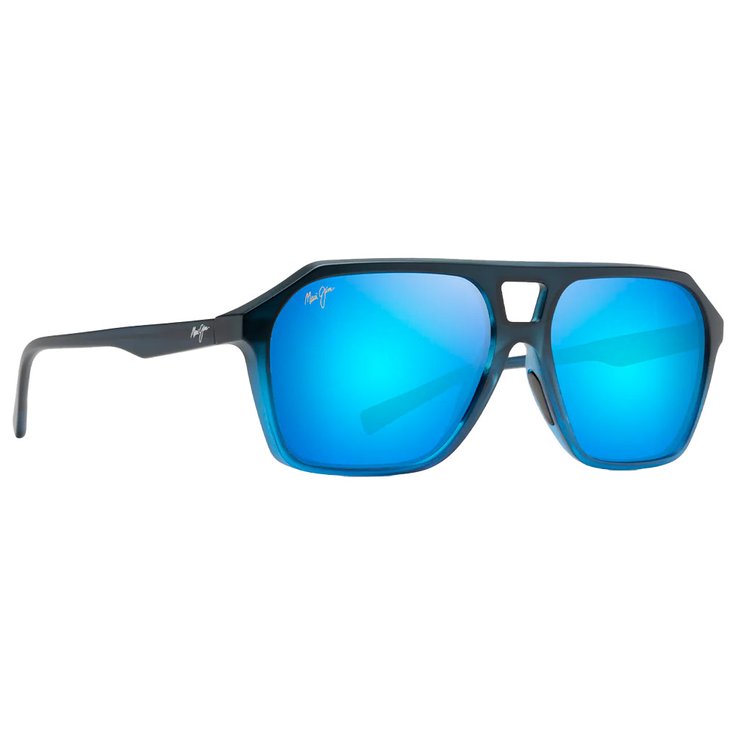 Maui Jim Lunettes de soleil Wedges Fondu Noir Mat Bleu Blue Hawaii Mineral Superthin Présentation