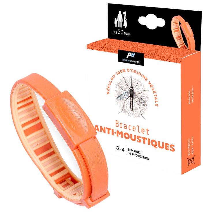 Pharmavoyage Répulsif Insectes Bracelet Anti-Moustique Orange Présentation