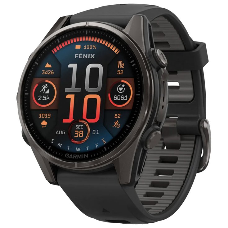 Garmin Montres GPS Fenix 8 Amoled Sapphire Titane Carbon Gray DLC Noir Gris Galet Présentation