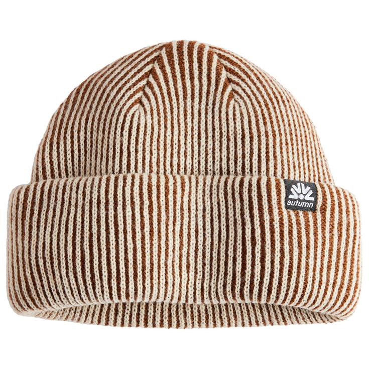 Autumn Bonnet Cord Double Roll Beanie Brown Présentation