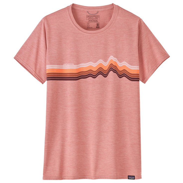 Patagonia Tee-shirt Cap Cool Daily Graphic Ridge Rise Stripe : Sunfade Pink X-Dye Présentation
