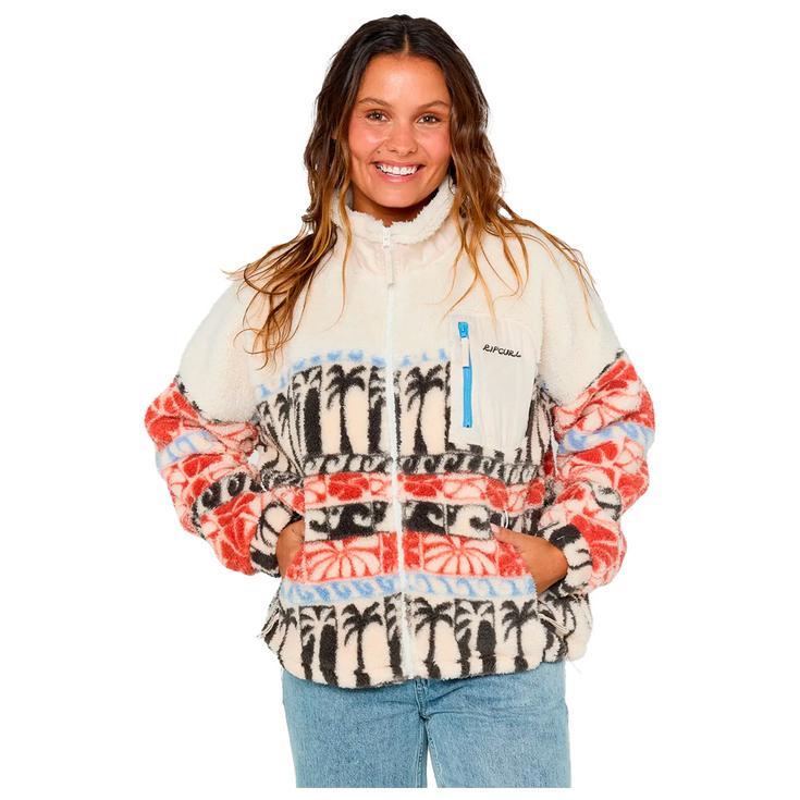 Rip Curl Polaire Oceanic Zip Through Polar Fleece Beige Présentation