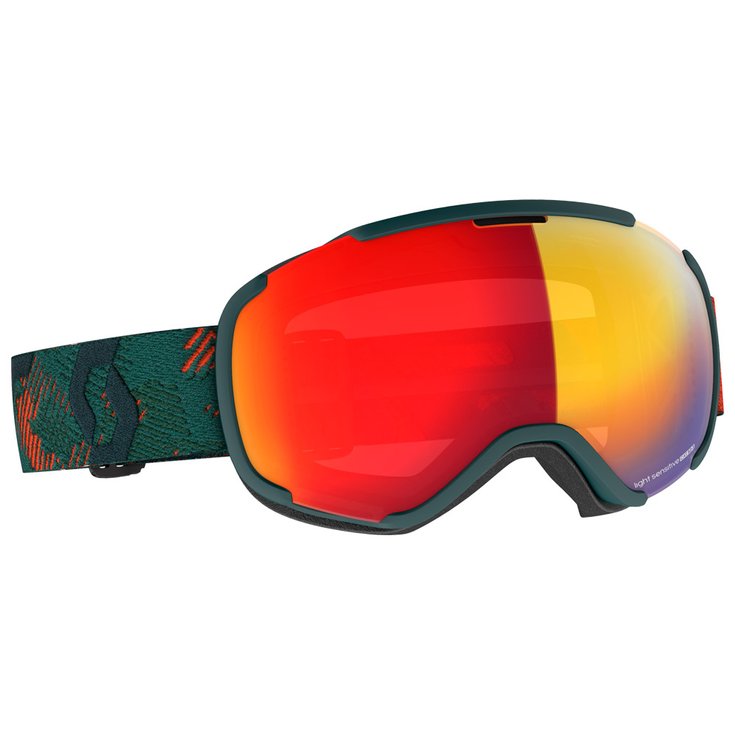Scott Masque de Ski Faze II Sombre Green Pumpkin Orange Light Sensitive Red Chrome 