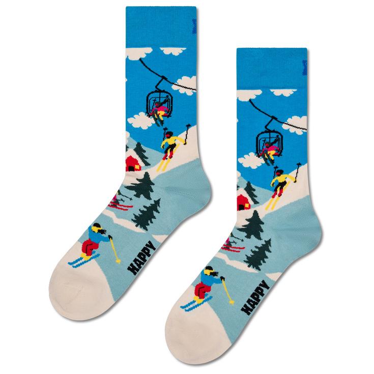 Happy Socks Chaussettes Crew Socks French Edition Telesiege Turquoise Présentation