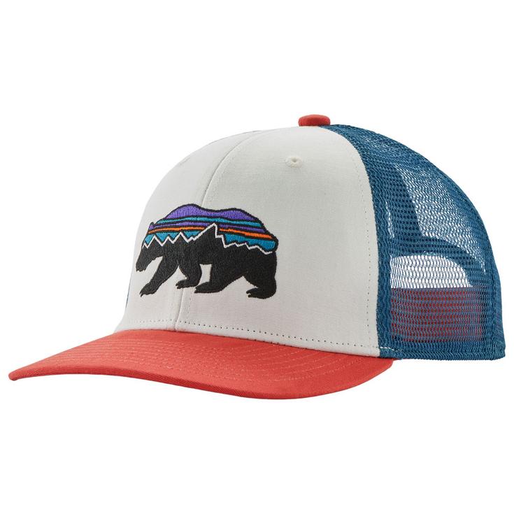 Patagonia Casquettes Kid's Trucker Hat Fitz Roy Bear Birch White Présentation