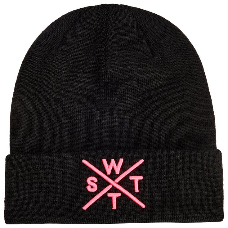 Watts Bonnet Piano Cuffed Beanie Black Cross Fluo Pink Présentation