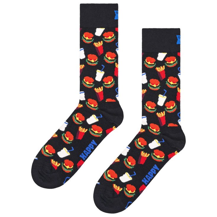 Happy Socks Chaussettes Crew Socks Hamburger Black Présentation