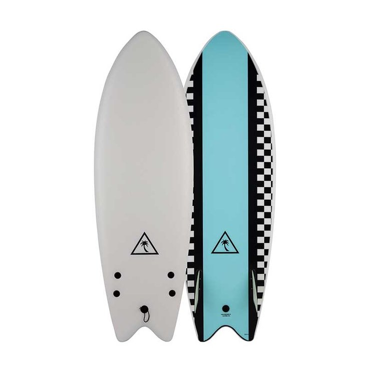 Catch Surf Board Surf Planche de Surf en mousse Catch Surf Retro Fish Twin - White / Light Blue - 5'6" / 168 cm - Sans Côté