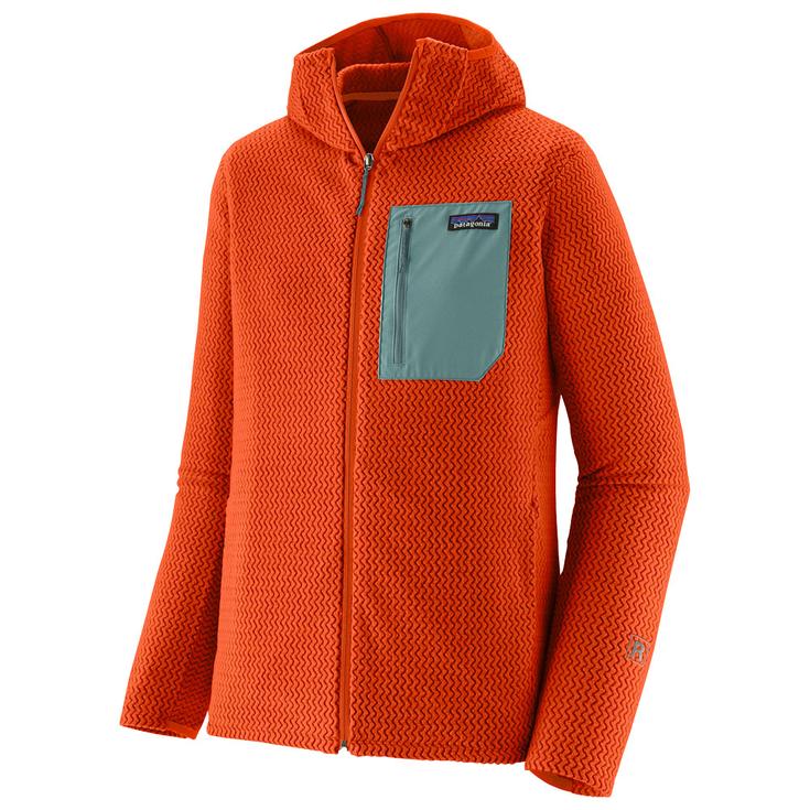 Patagonia Polaire M's R1 Air Full Zip Hoody Coal Orange Présentation