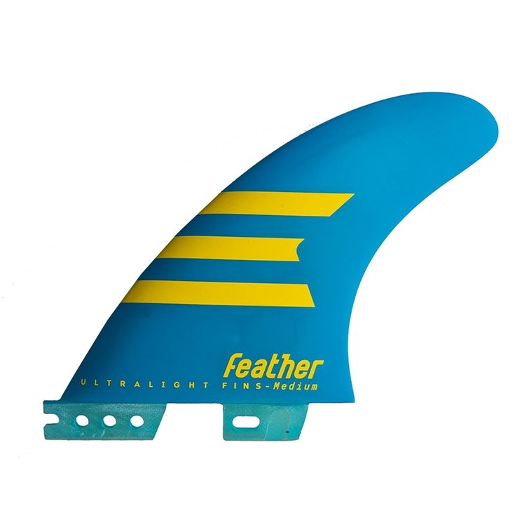 Feather Fins Ailerons Surf Ultralight - 3 Dérives - Blue / Yellow Profil
