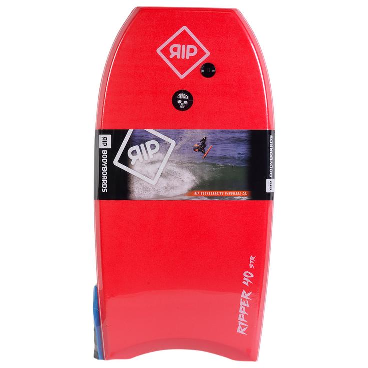 Surf System Board de Bodyboard Eps Rip Ripper + Leash Coil PU Red White Présentation