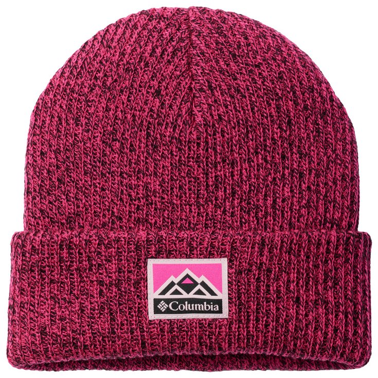 Columbia Bonnet Youth Whirlibird Cuffed Beanie Pink Ice Black Marled Mountains Présentation