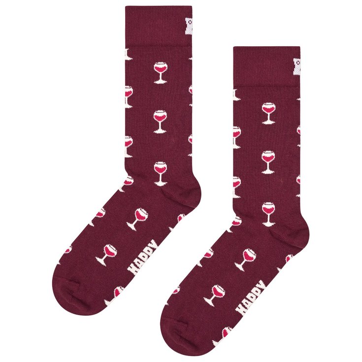 Happy Socks Chaussettes Crew Socks Glass Of Wine Dark Red Présentation